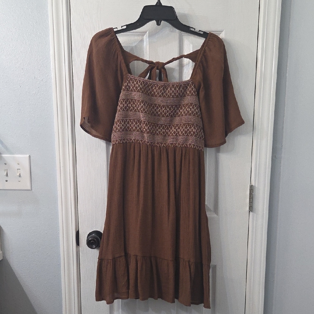 Three Bird Nest Brown Backless Dress